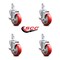Service Caster 4 Inch Red Poly Wheel Swivel 3/4 Inch Square Stem Caster Set with Brake SCC SCC-SQ20S414-PPUB-RED-TLB-34-4 - alternate 1